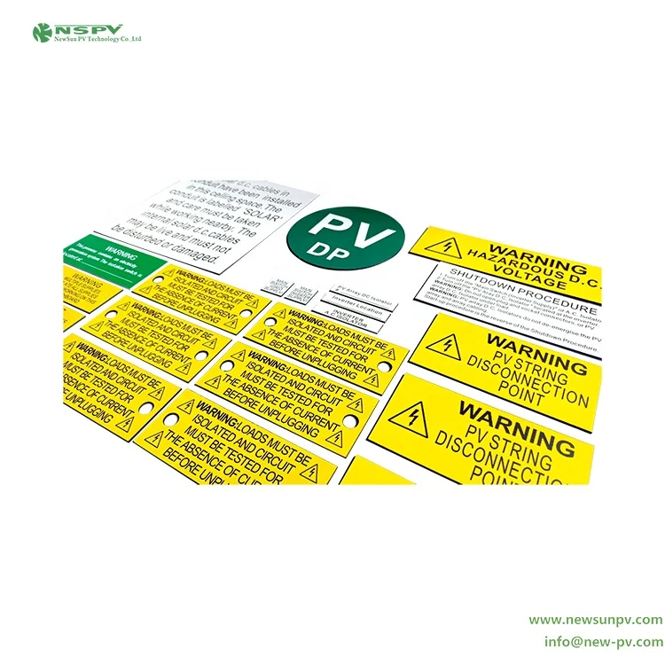 Новые фотоэлектрические солнечные этикетки как/NZS 5033:2012 стандарты Новая Зеландия Австралия PV Label Kit