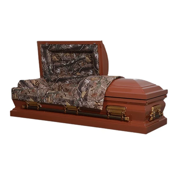 18ga metal casket brown casket urn square casket camouflage fabric