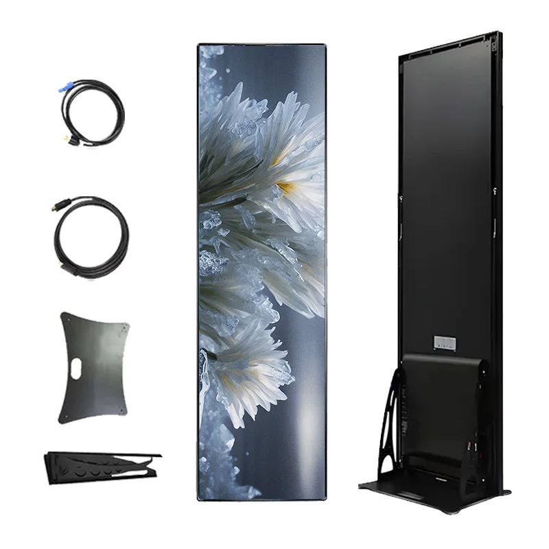 GOB P1.8 P2.5 Indoor Led Poster Screen Led Digital Display For Banner Portable Led Video Wall With Wheels For Trade Show Store