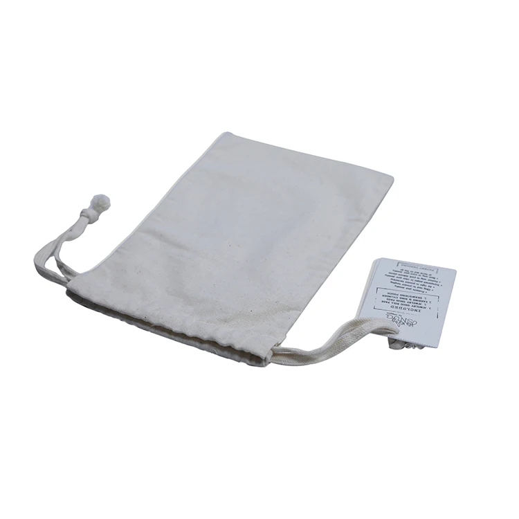 Custom Printed Logo White Muslin Small Jewelry Necklace Bracelet Coin Gift Drawstring Cotton Pouch Bag