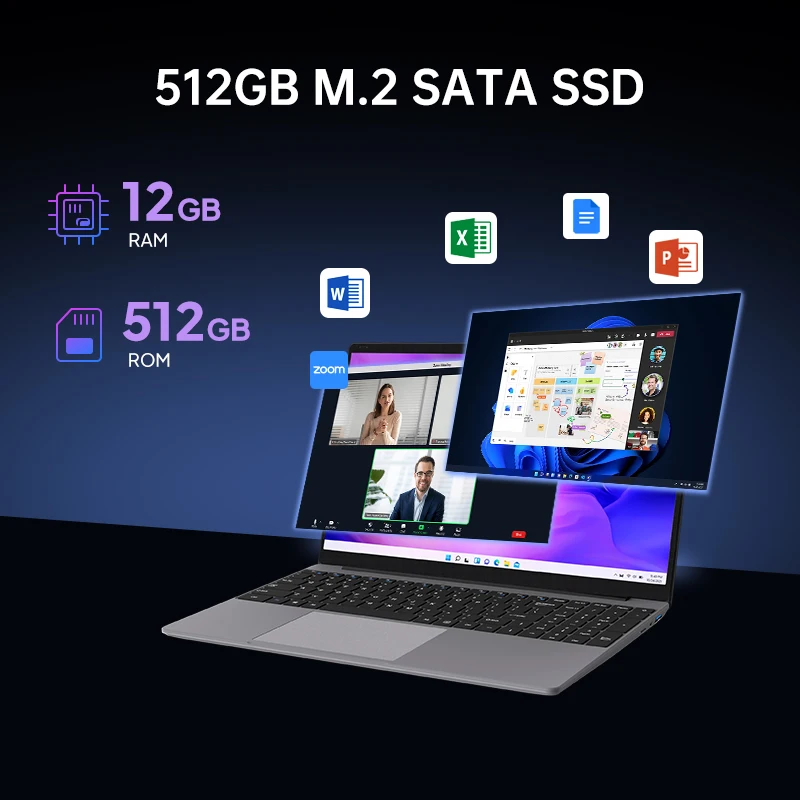 15.6 Inch Intel Celeron N5095 Laptops 12GB RAM 512 SSD 1920*1080p Pc Portable Gaming Laptop Window 11 Notebook