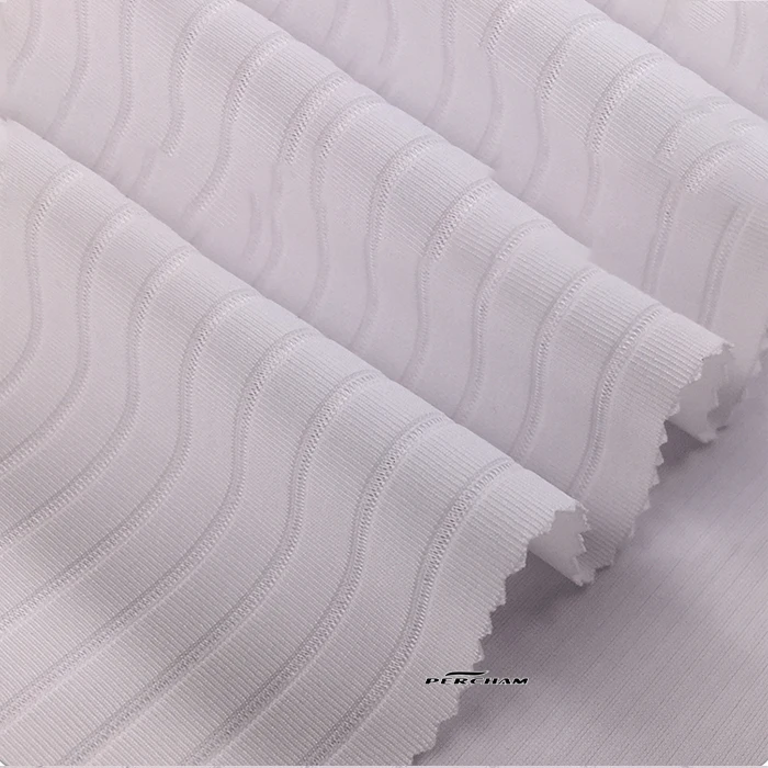 Breathable mesh polyester spandex stripe jacquard fabric available sublimation printing arm sleeve panel cycling jersey fabric