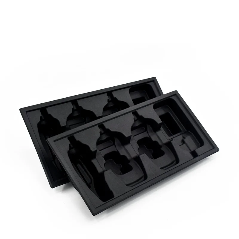 Custom Design Biodegradable Recycled Packing black Molded Pulp Kraft Packaging Paper Pulp Tray for electronics
