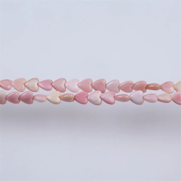 8mm Love Heart Shape Natural Pink Mother Of Pearl Shell Loose Beads Strand For Jewelry Making
