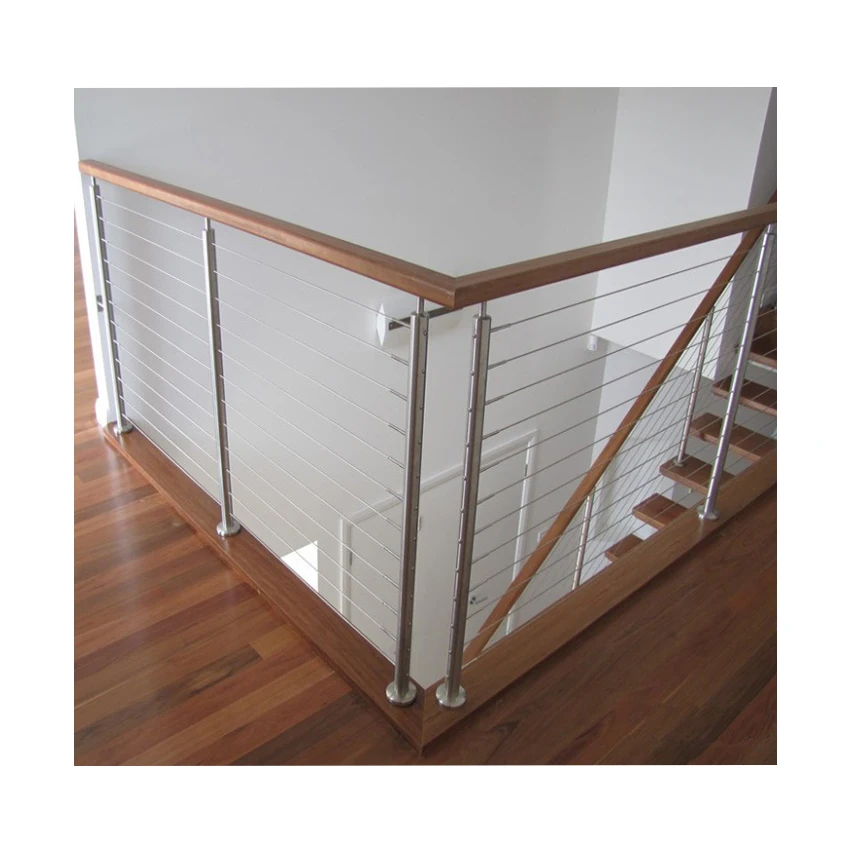 Stainless Steel Cable Post Glass Stainless Steel Balcony Wrought Iron Balustrade Wire Cable Side Mount Deck Cable Railing
