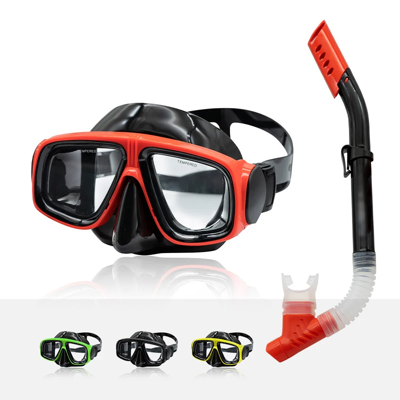 Diving Snorkel Set, Anti-Fog Panoramic View Snorkel Mask and Anti-Leak Dry Snorkel Tube, Snorkeling Gear for Junior