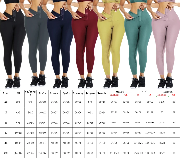 New Custom Logo Compression Adjust Hooks Tummy Trimmer Waist Trainer Pants FitnesS High Waist Yoga Pants Leggings Women