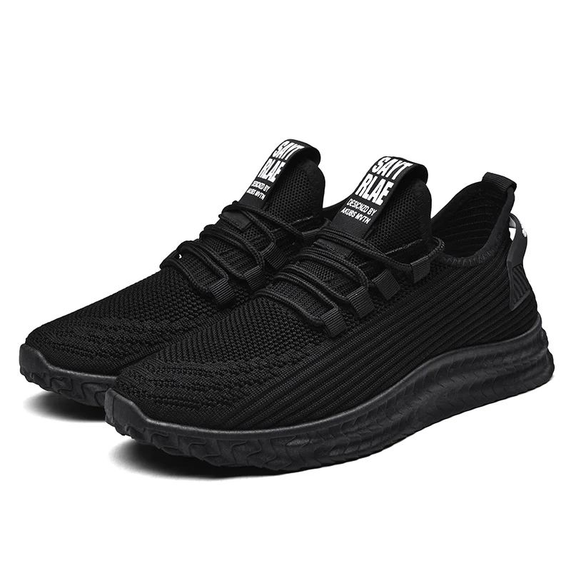 China Manufacturer Cheap Fashion Stylish Black Sneakers Knit Casual Running Sports Man Shoes