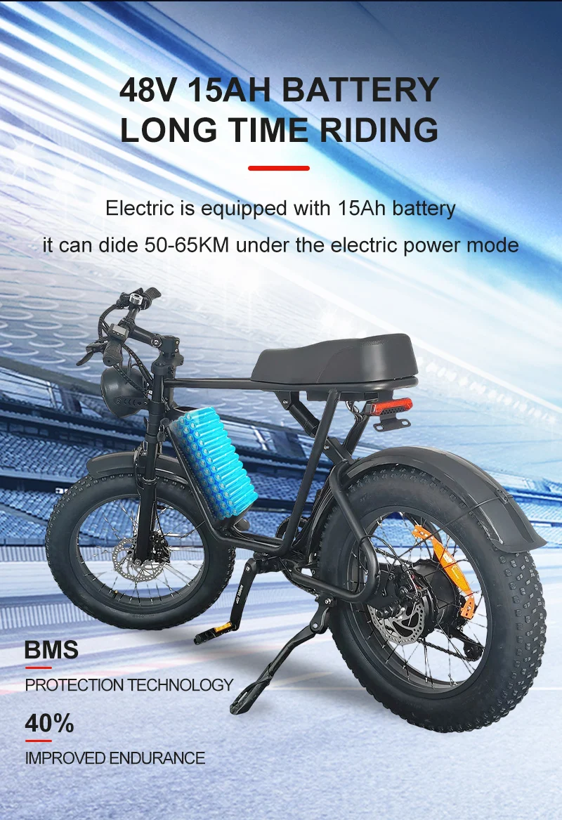 EU EU Warehouse Hot Selling 48V 15Ah 1000W Power Fat Snow Tire Electric Bike Max 50KM/H E Bike  Bicycle For Adult