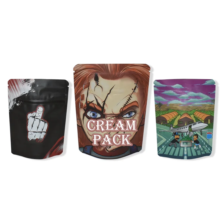 Custom 1g 3.5 g 7g printed laminated plastic pouch  smellproof ziplock packaging gummies zipper stand up smell proof mylar bags