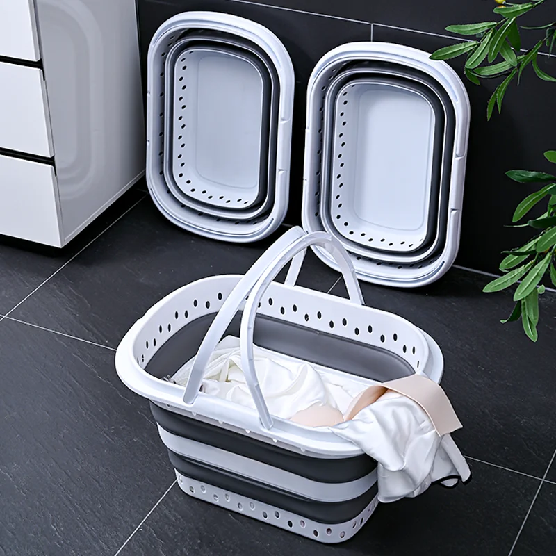 High Quality Foldable Laundry Basket Storage Plastic Basket  Food  Feature Material Origin  Collapsible
