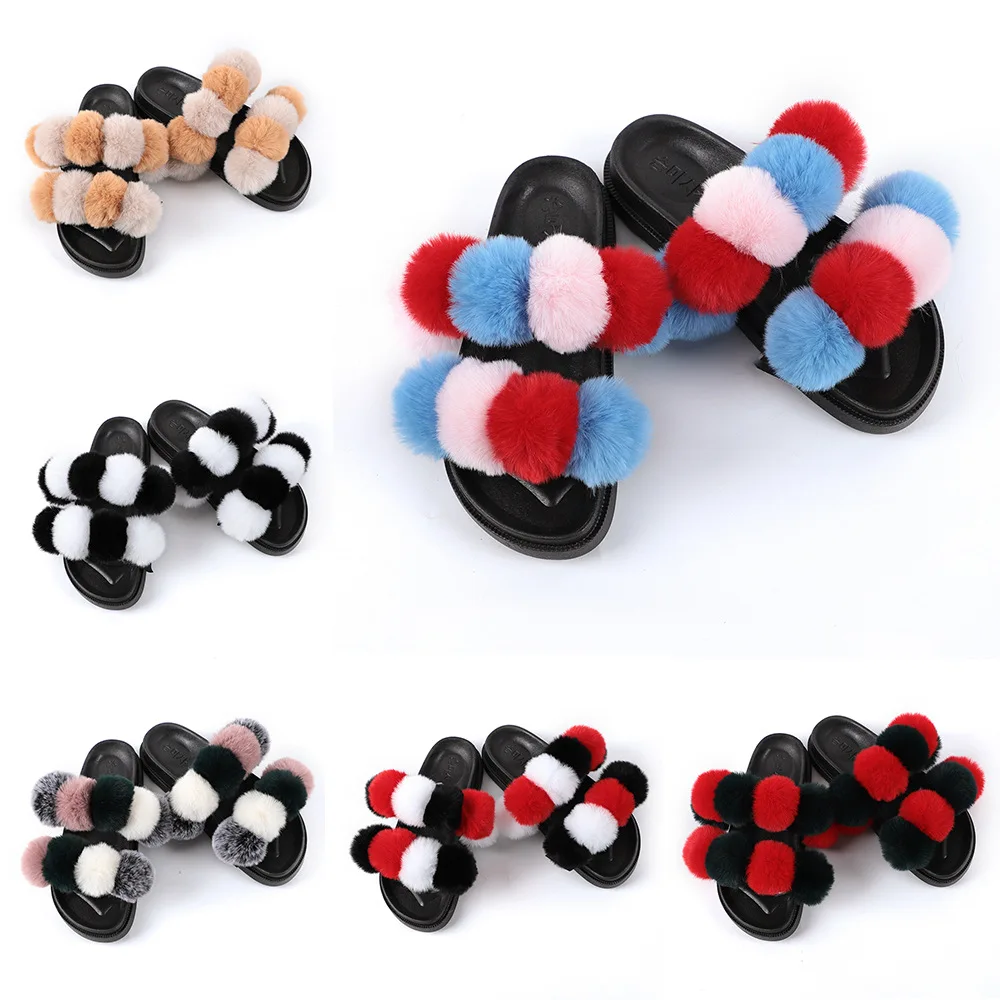 Hellosports/женские домашние тапочки; Мягкая плюшевая пушистая удобная домашняя обувь с открытым носком; Домашние меховые шлепанцы