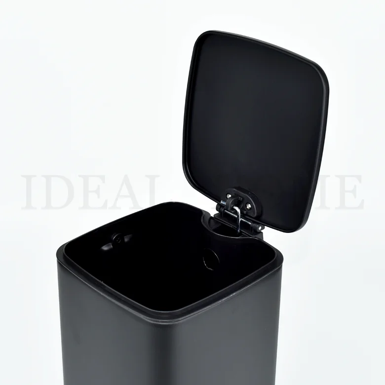 6L Removable Inner Bucket Rectangle Black Metal Easy-Close Lid  Pedal Bin Dust Bin Stainless Steel Trash Can with Step Pedal