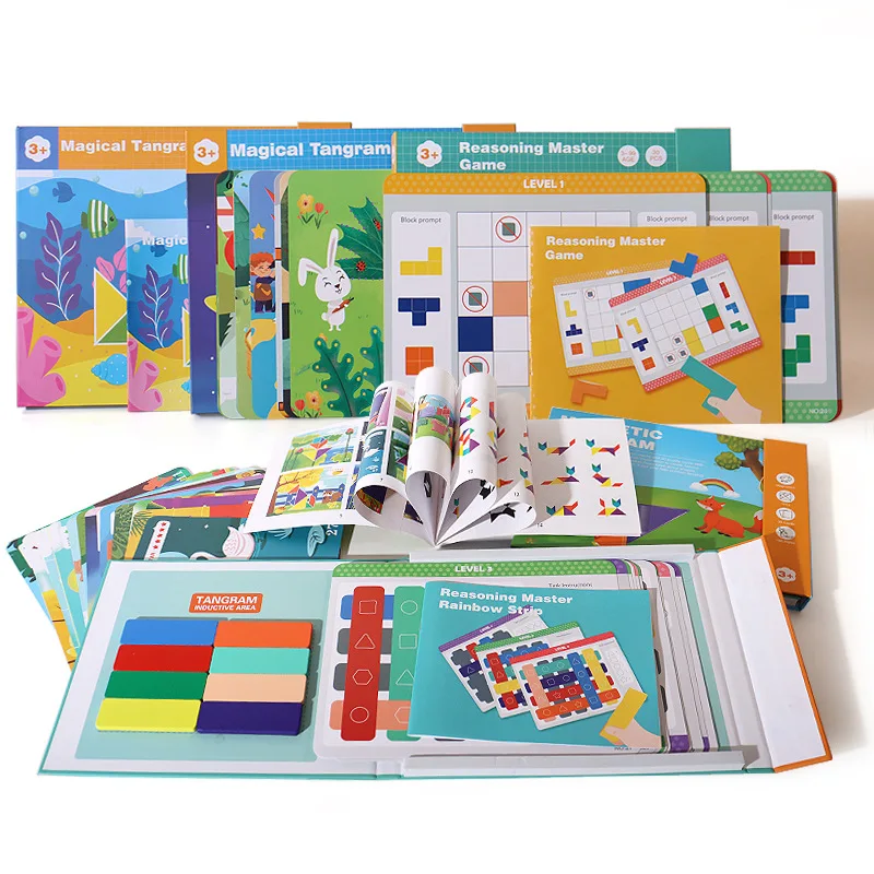 ULi New 3D Wooden Geometric Shape Buckle Puzzle With Double Cards Colorful For Kids Children Toys Logic Puzzle