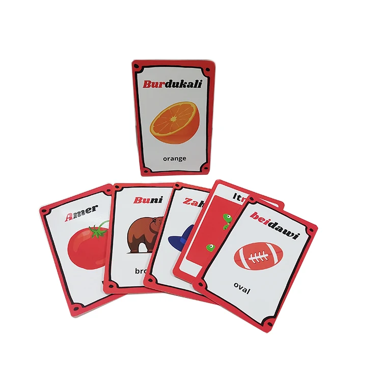 Ring Custom Printed Educational Alphabet ABC Sight Words Learning Kids Flash Cards Playing Cards Printing