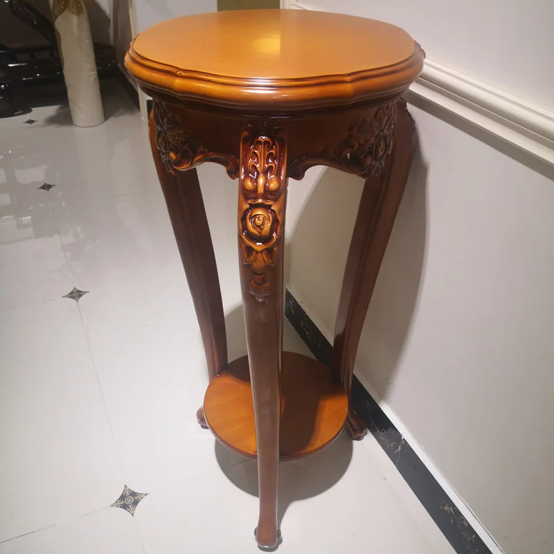 European style solid wood flower rack indoor living room landing ebony storage rack luxury multi-layer flower planting pot