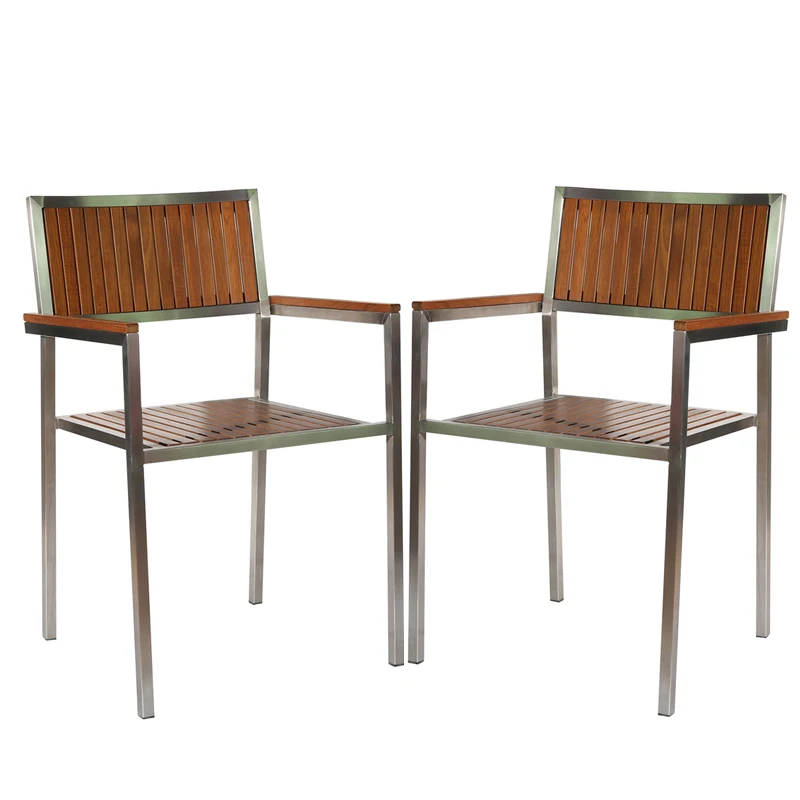 Factory Directly Armchair Indoor Outdoor Furniture White PE Rattan Teak Metal Garden Chairs