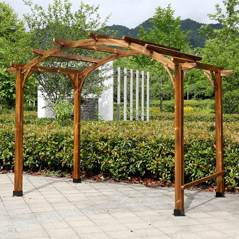 Outdoor garden landscape wedding scene decorated with solid wood pavilion cool grape  pavilion
