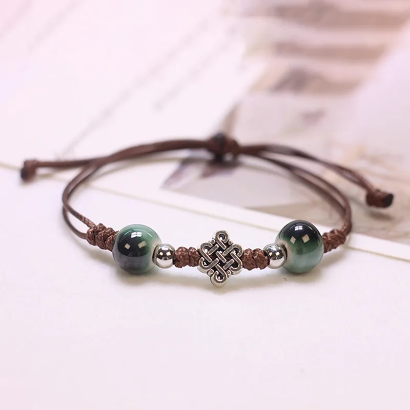 Wholesale Distinctive  Ethnic Style Colored China Handmade Fashion Knitted Ceramic Bead Bracelets Fashion Jewelry Bracelet