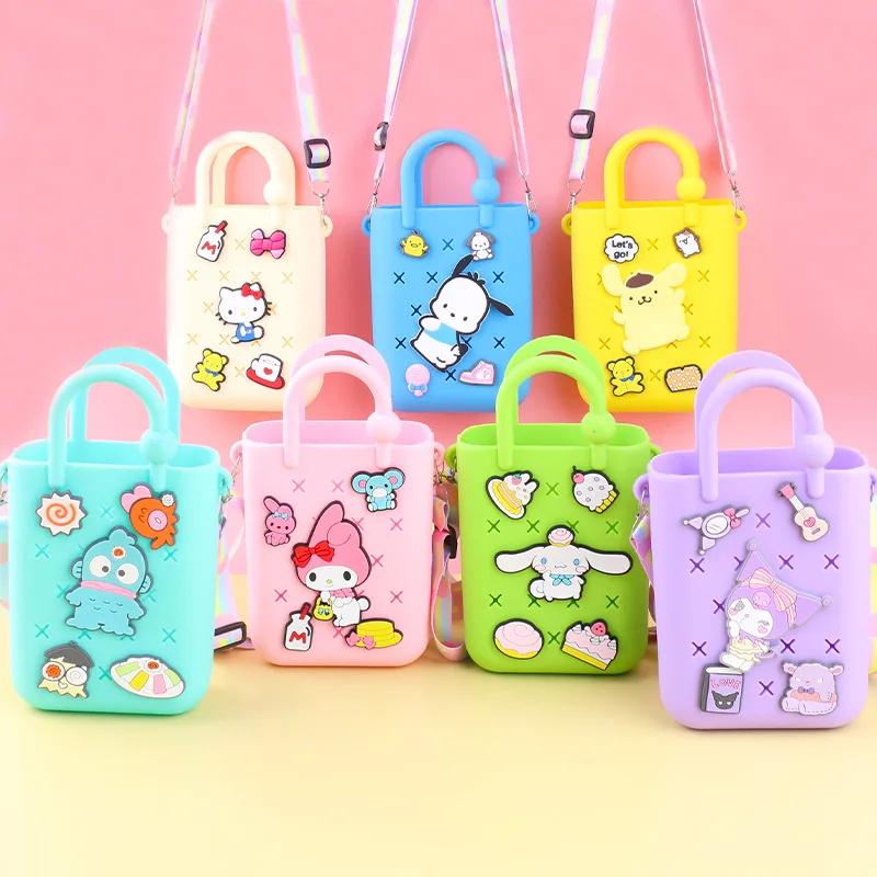 New cute mini Cartoon Silicone Crossbody Bag with DIY Portable Beach Bag for Children ladies outdoor kids Hot Sale Custom gift
