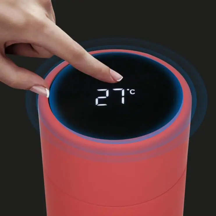 Custom 500ml Rubber Coating Led Temperature Display Stainless Steel Vacuum Insulated Smart Water Bottle