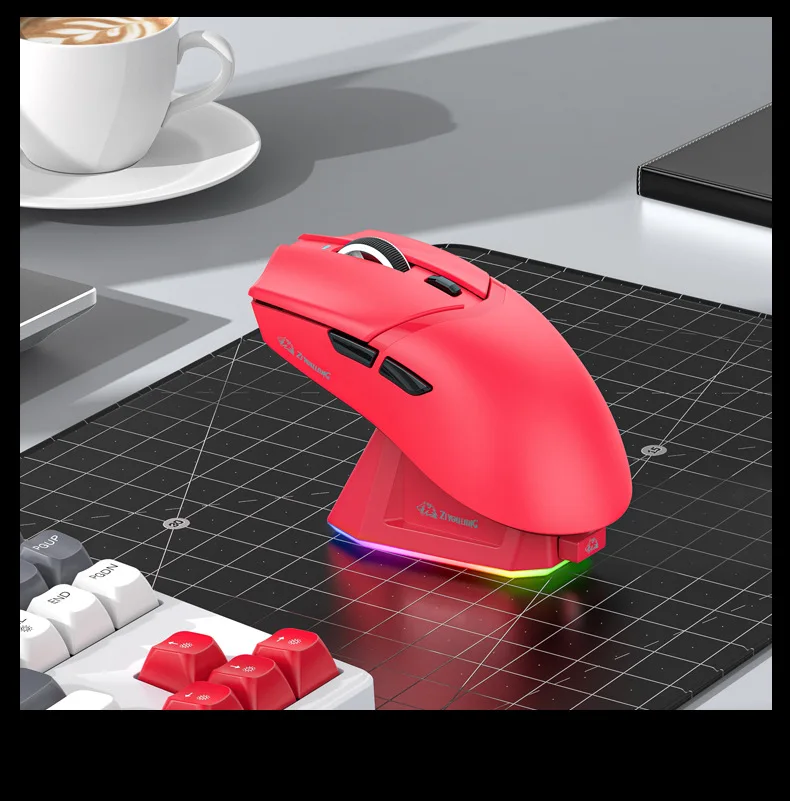 Free Wolf X2 Mouse Lightweight PAW3311 Wireless Tri-mode Gaming Mouse with Rechargeable RGB Base