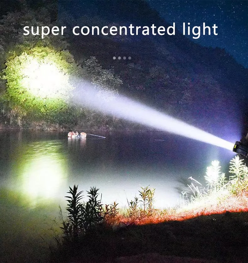 New Solar Rechargeable Usb Flashlight Super Bright 8 Head Led Flashlight Portable Searchlight Long Shot