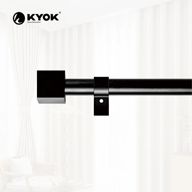 KYOK modern Wholesale China Factory square finial Metal Curtain Rod And Rail Accessories For Curtains