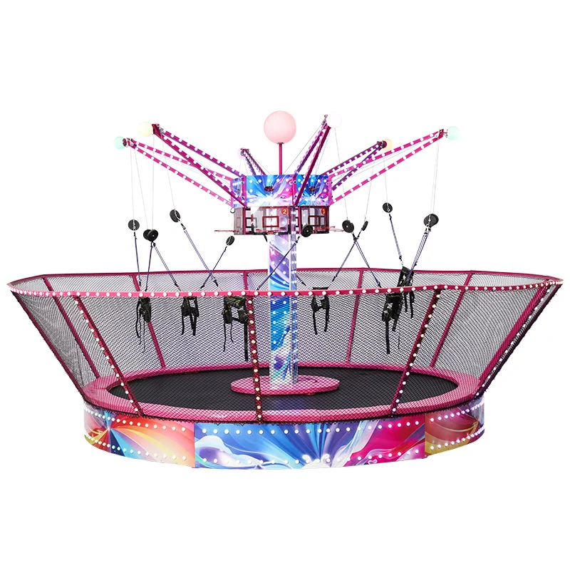 Beautiful and affordable high elasticity rotary shining six persons bungee jumping trampoline for sale
