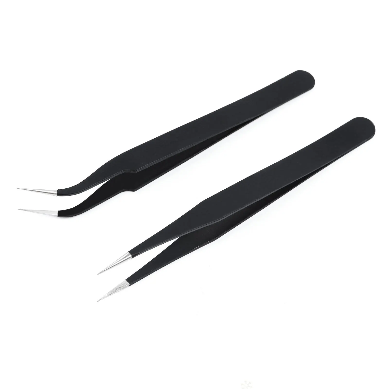 Straight Curved End Nail Art Tweezer Manicure Drill Diamonds Picker Forceps Lash Eyebrow Tweezers