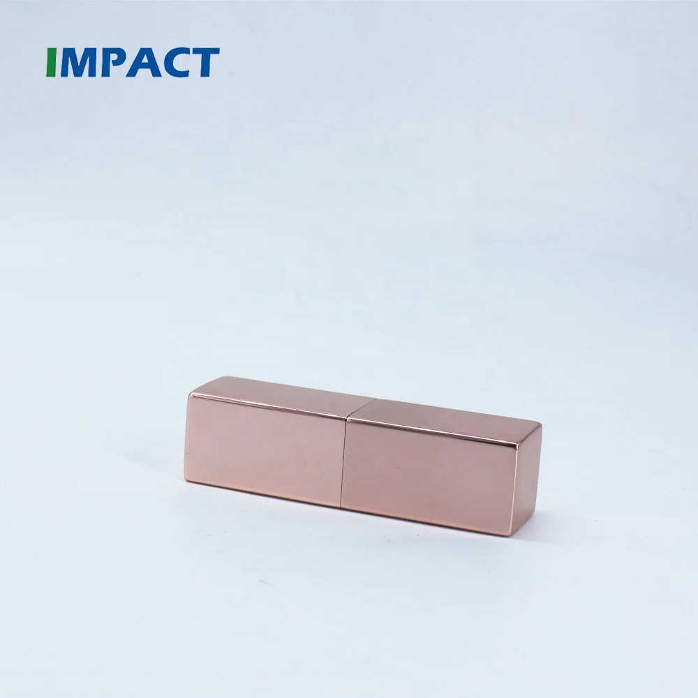 Розовый Золотой Алюминиевый магнитный Квадратный Контейнер для губной помады