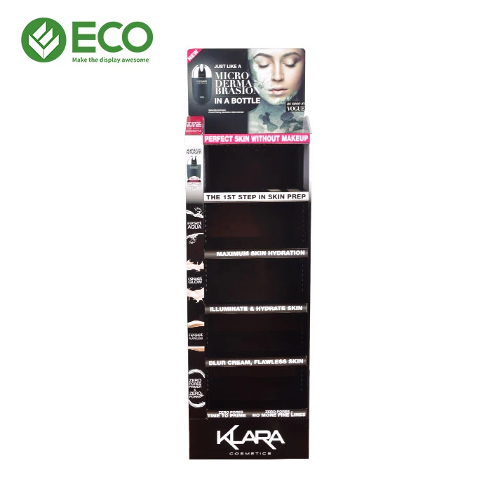High Quality Cosmetics Display Rack Cardboard Floor Makeup Display Stand