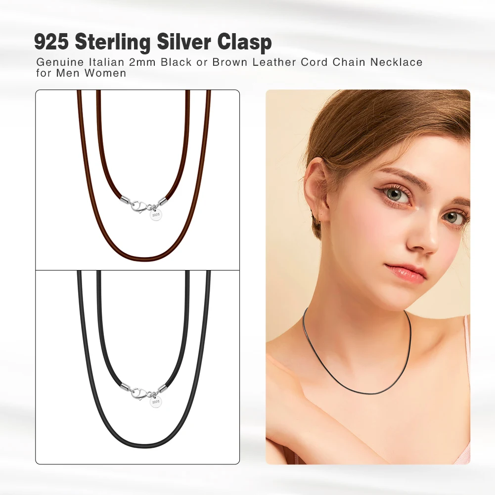 RINNTIN SC62 New Arrival Factory Direct Black Cheap Rope Chains Genuine Leather Clasp Necklace Chain Wholesale