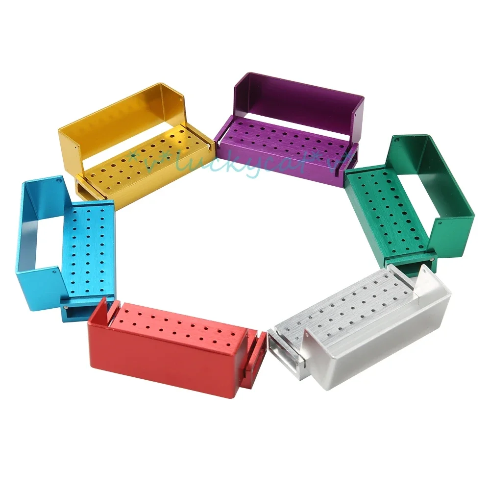 1pcs 30holes Dentistry Burs Block Autoclavable Disinfection Sterilizer Aluminium Teeth Polishing Drill Holder Dental Drill Box