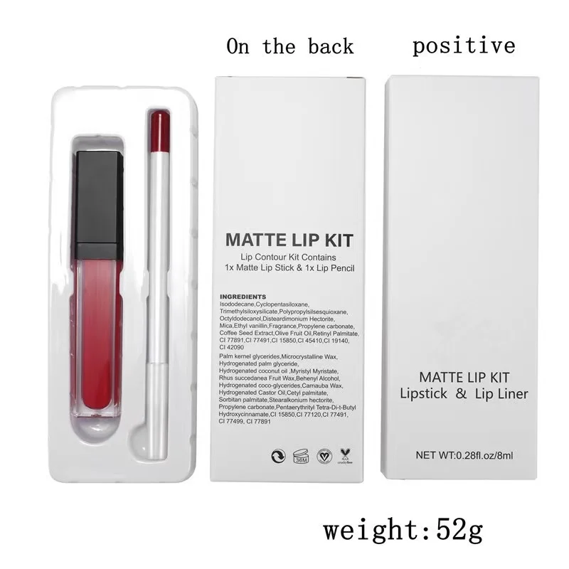 Custom Logo Lipgloss Kits Vegan Matte Liquid Lipstick Private Label Lipstick and Lip Liner Sets