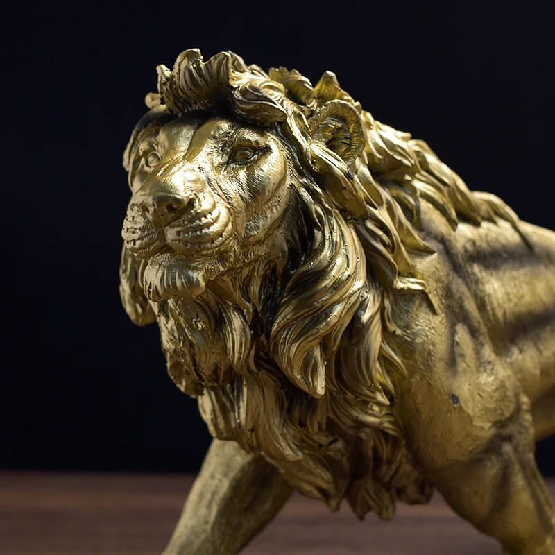 SE7 Customized Safari Party Decoration Simulated Marble Stone Gold Desk Decor Home Lion Statue