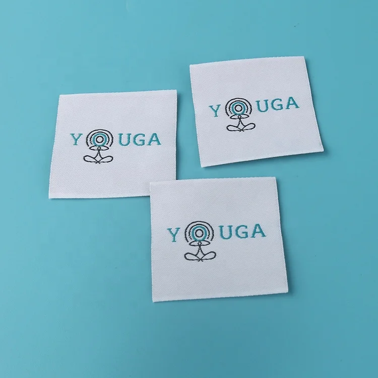 High Quality Custom Cheap Brand Yoga Name T-shirt Hem Tag Clothing Damask Woven Labels for T-shirts