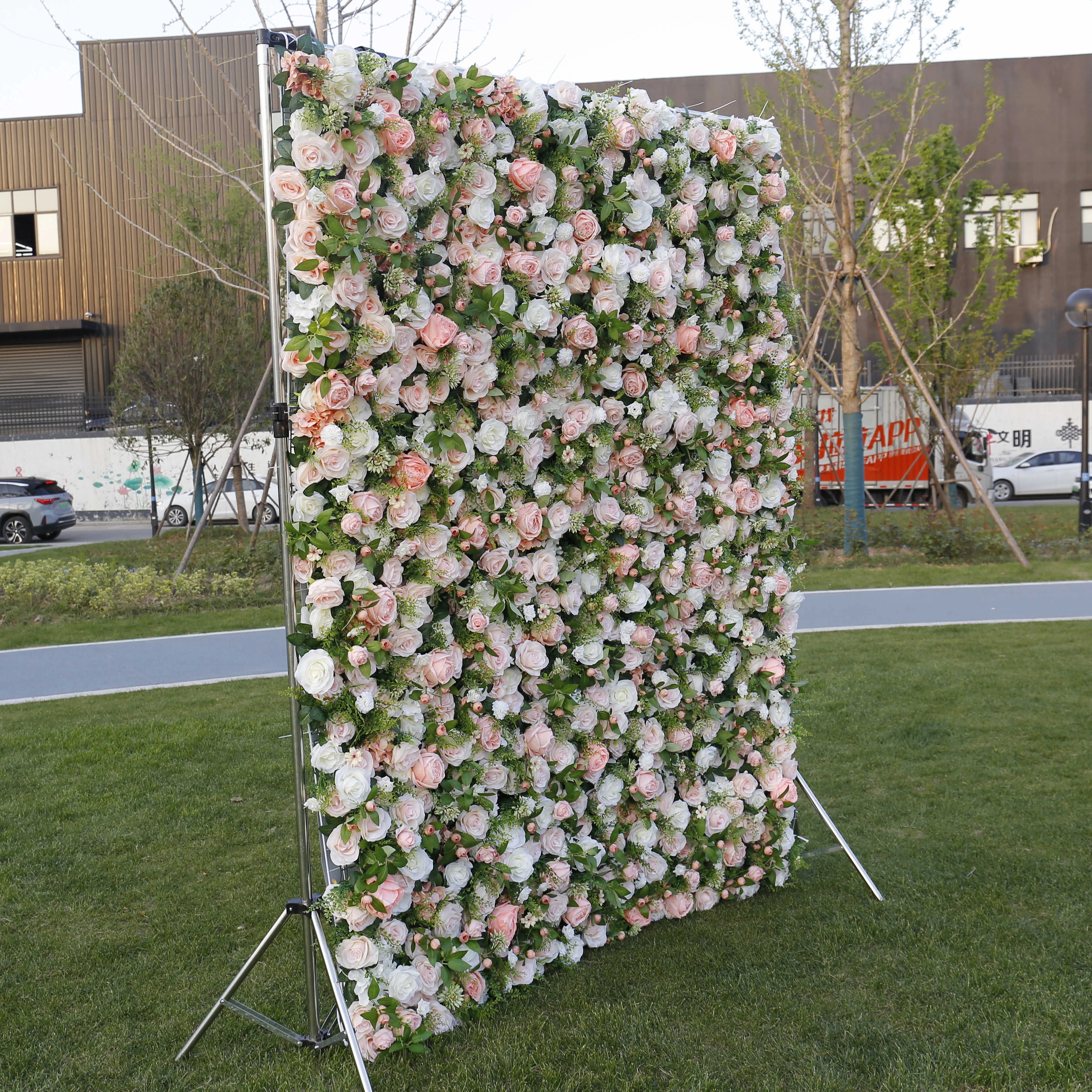 BD012 Factory Wholesale Price Lower 3D  Flower Panel Wedding Decoration Artificial Flower Wall Backdrop