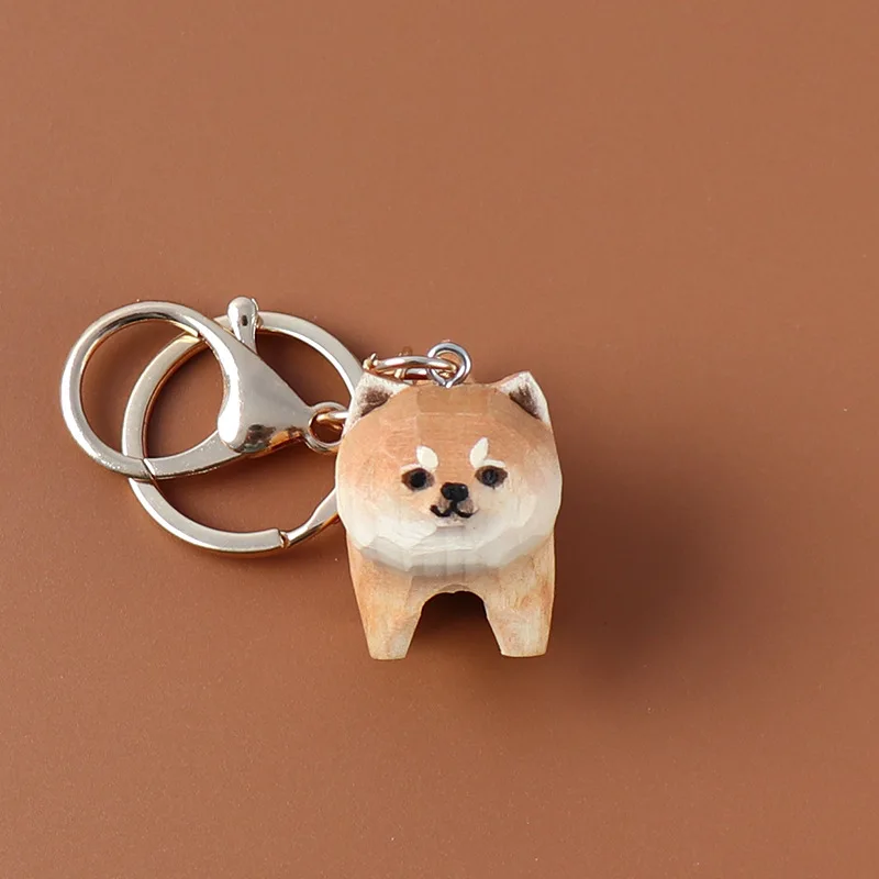 Carved Orange Cat Keychain Cat Hanging Cute Puppy Dog Pendant