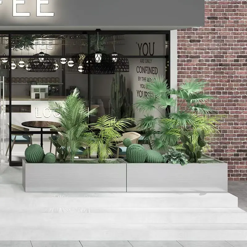 Custom Large Stainless Steel Sheet Metal Different Shape Flower Pot Planter Box Outdoor Hanging Used for Flower/Green Plant