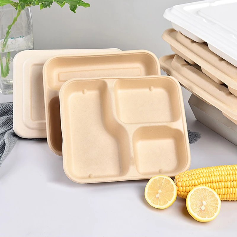 
Wholesale Price Eco-Friendly Biodegradable Sugarcane Pulp Paper Tray Disposable Paper Lunch Boxes 