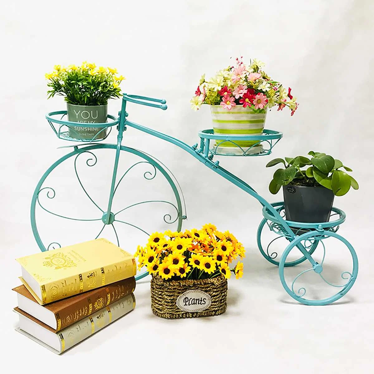 Bicycle Decor Plant Pot Flower Basket Tricycle Bike Design Flower Basket Storage Party Decoration Pots Pots Home Flower Garden