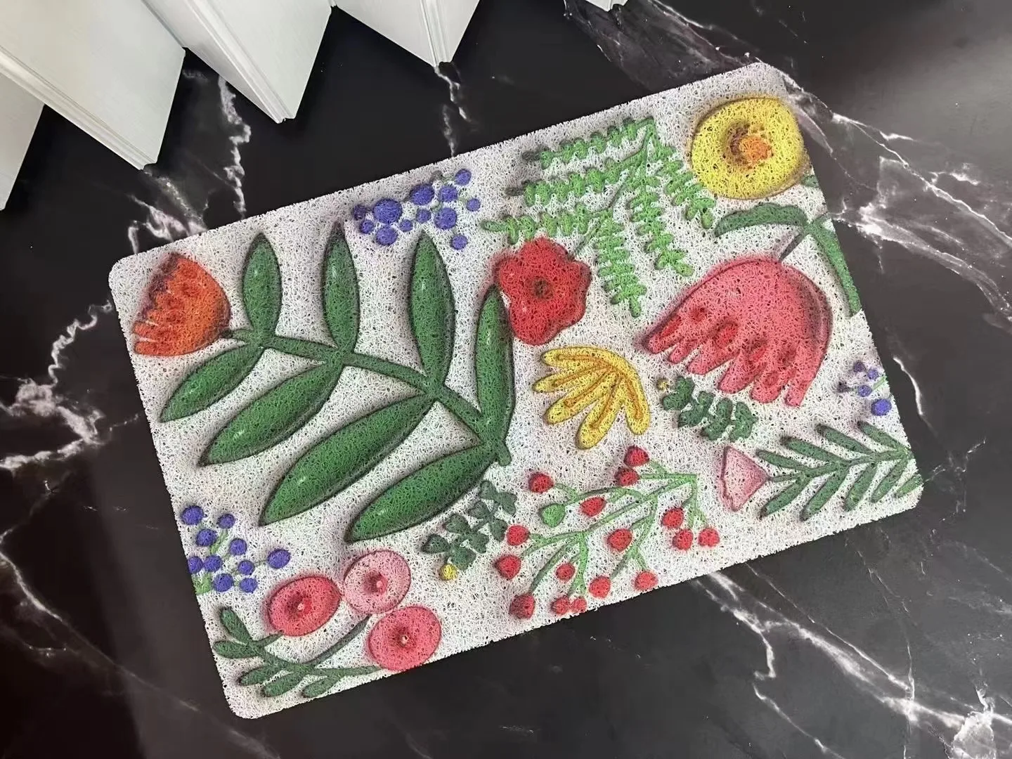 Custom Heavy Commercial Door Mat Rubber 3d Printed Flower  Pvc Coil Door Mat