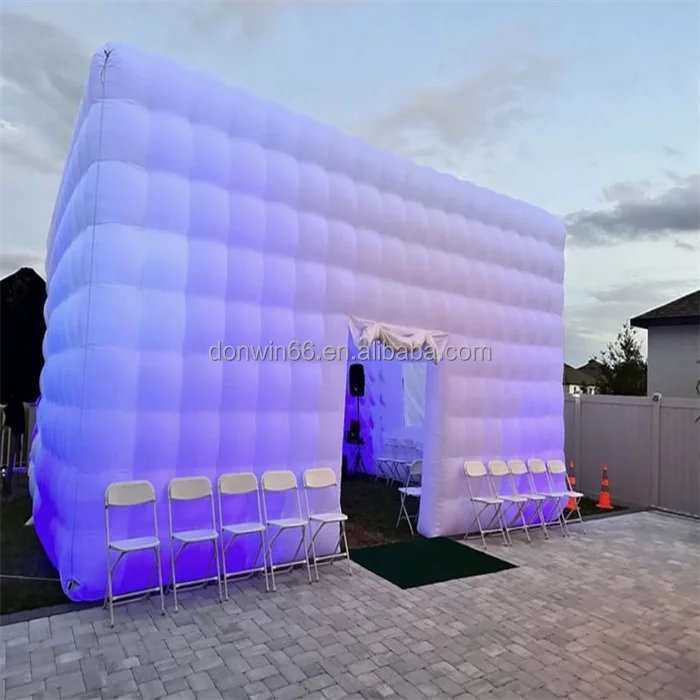Commercial Black LED Light Disco Bar Inflatable Cube Tent Adults Outdoor Club Parties Backyard Event Inflatable Nightclub 30x30