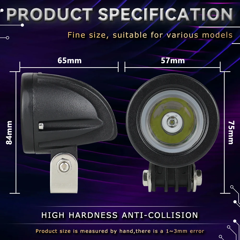 Qidewin new design super brightness flood spot Beam 3inch Round mini 10W round led work light for offroad Motorcycle trucks car