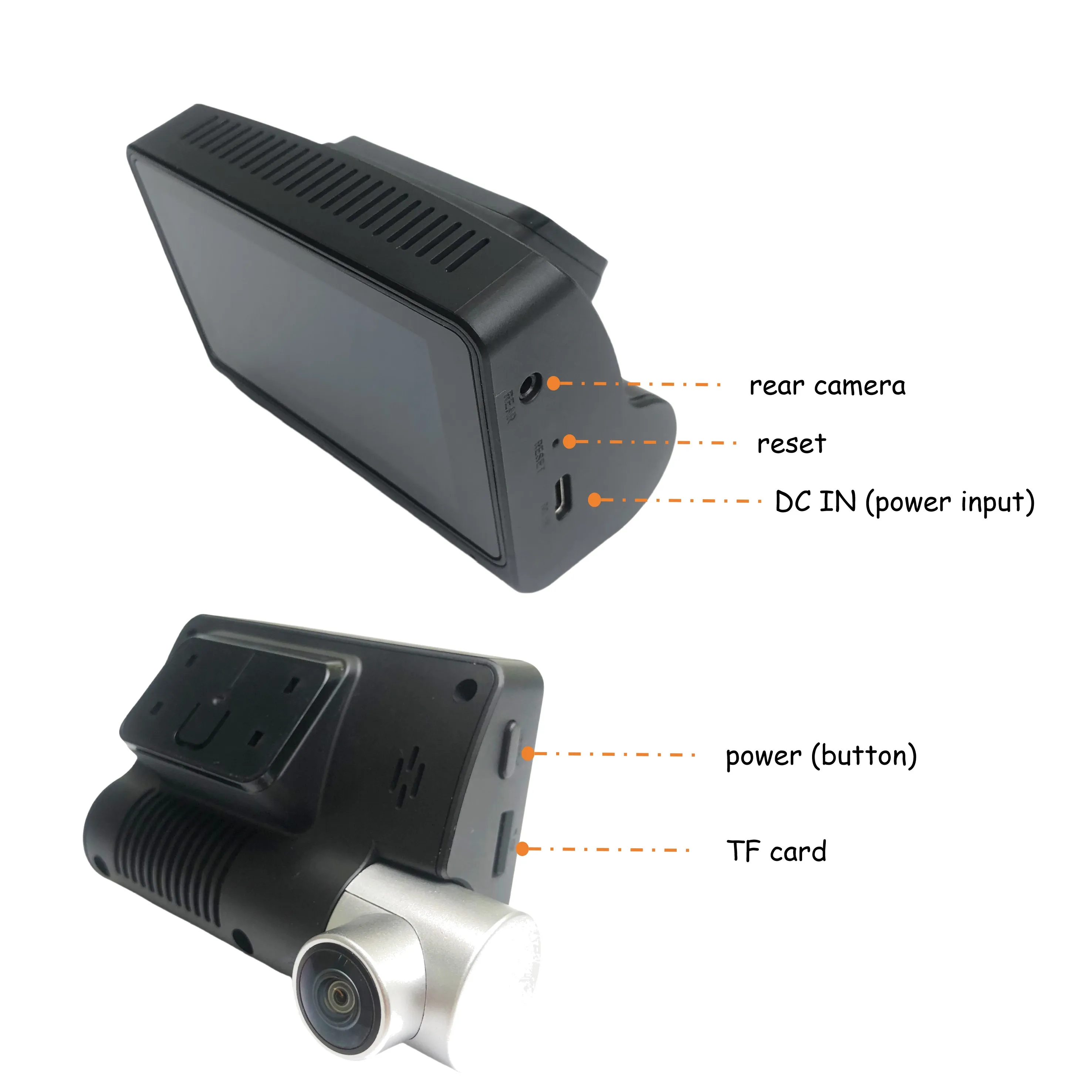 2 channel Car Dash camera vehicle reversing aid 1080P  Front and Back Dash Camera car  black box built in GPS 3 inch screen