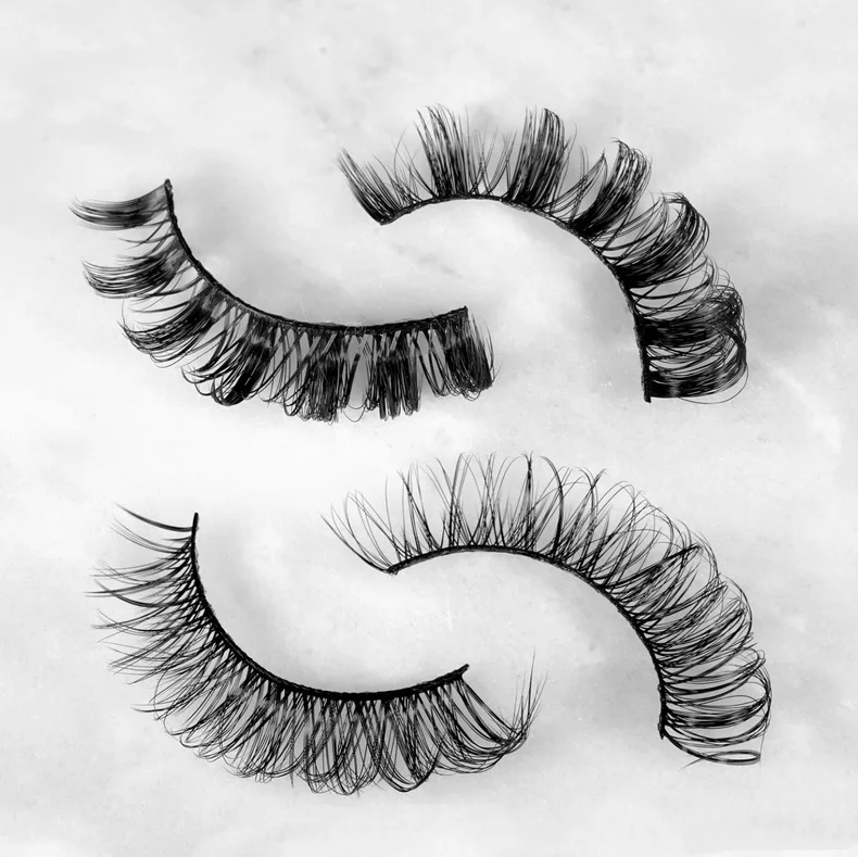 Wholesale Russian Lashes D Curl Short Natural Russian Strip Eyelashes 100% Vegan False Russian Strip Eyelashes Fluffy D Curl