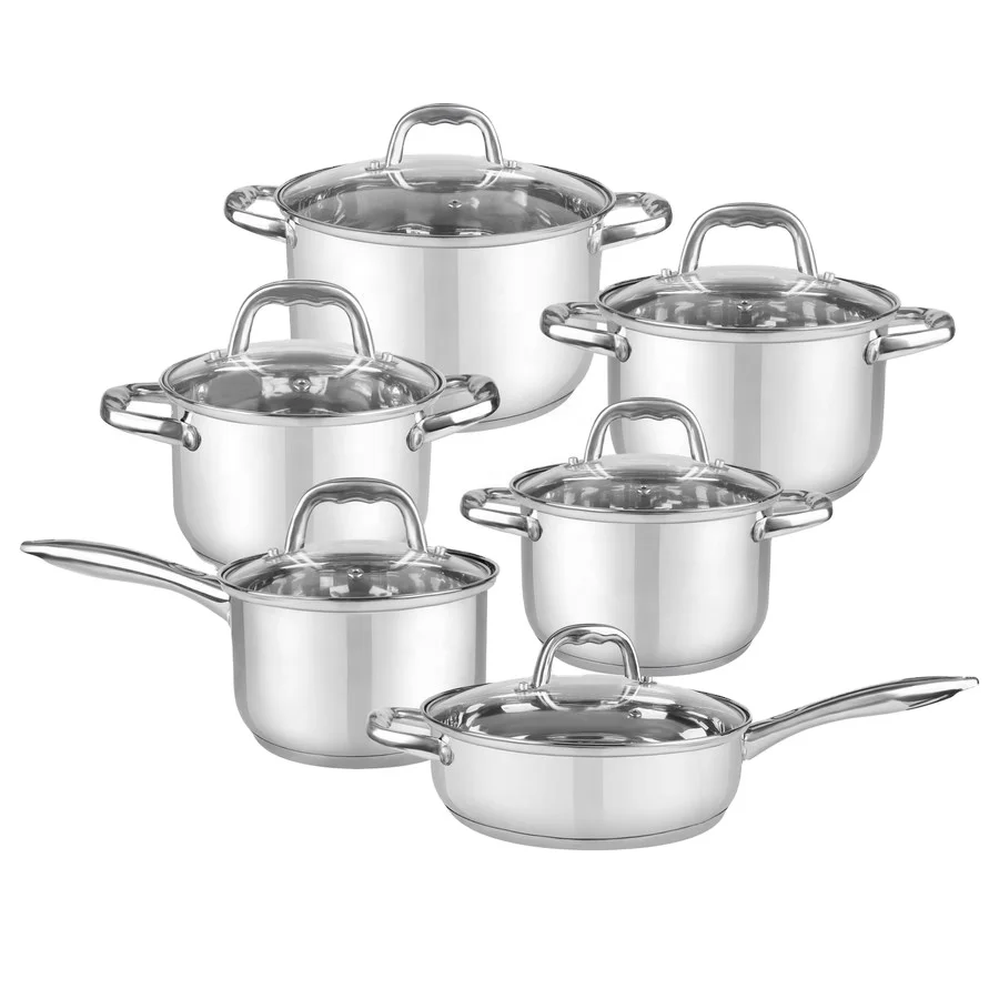 Camping use casseruola saucepan frying pan cookware stainless steel casserole dish set