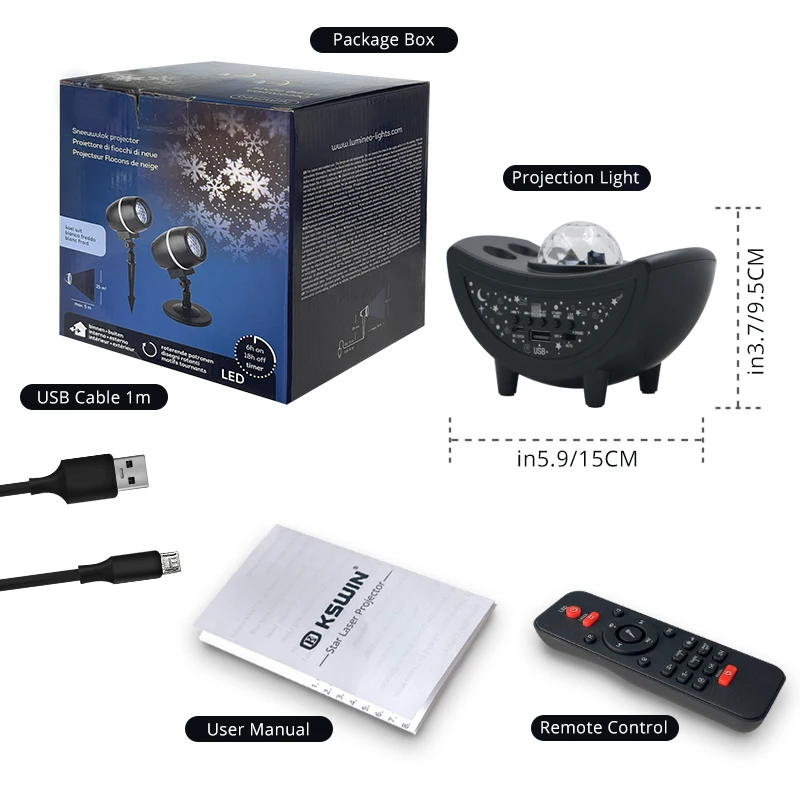 KSWING RGB Moon LED Laser projector Lamp Sky Ocean Wave Star Starry Aurora Home Galaxy starlight Projector Light