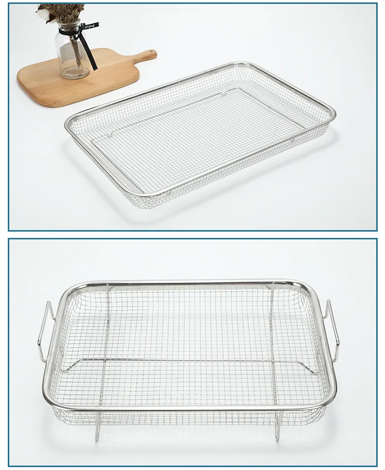 kitchen tool food grade stainless steel wire mesh drain basket fruit vegetable drain basket customized size kitchen colanders